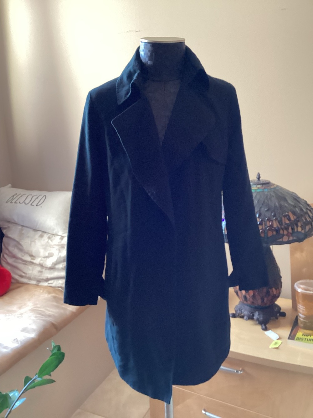 Banana Republic Women's Black Long Coat - Classic Open Front Jacket